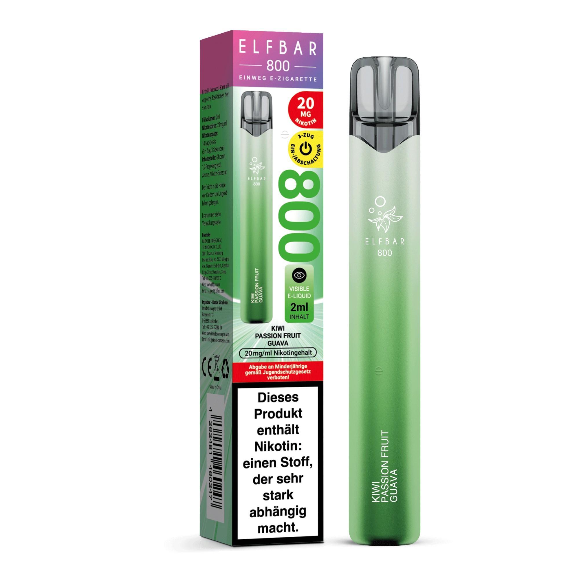 ElfBar 800 Kiwi Passion Guava 20mg - 1 x 10 Stück