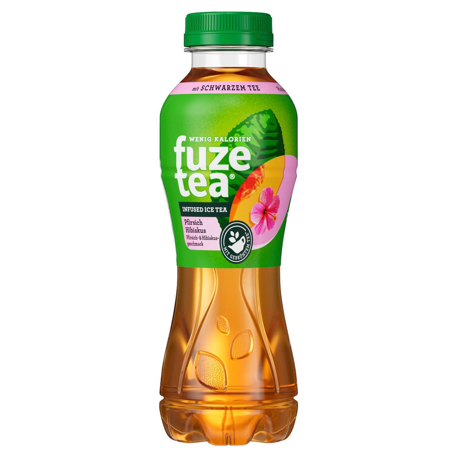 Fuze Tea Schwarzer Tee Pfirsich Hibiskus - 12 x 0,4l Flasche