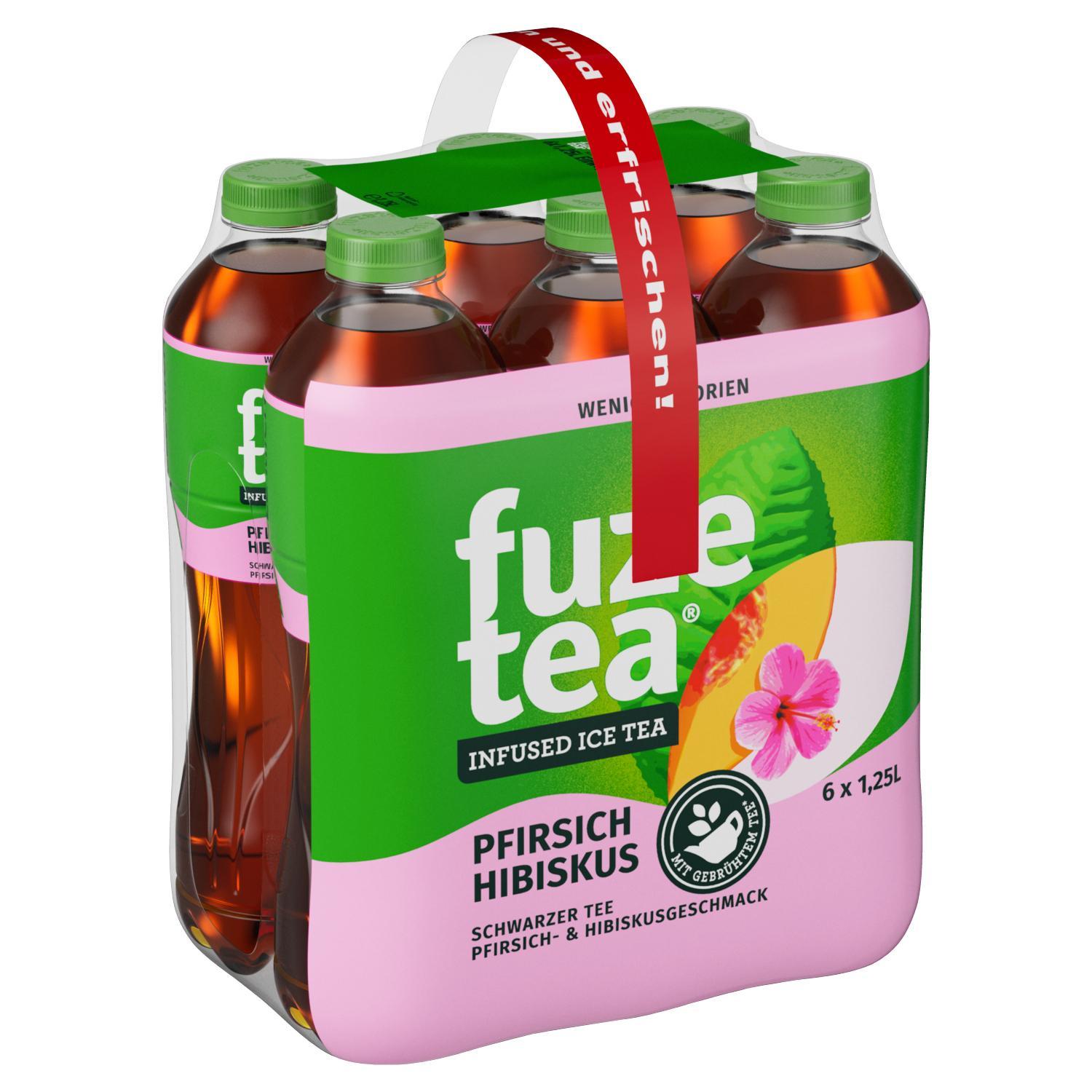 Fuze Tea Schwarzer Tee Pfirsich Hibiskus - 6 x 1,25l Flasche