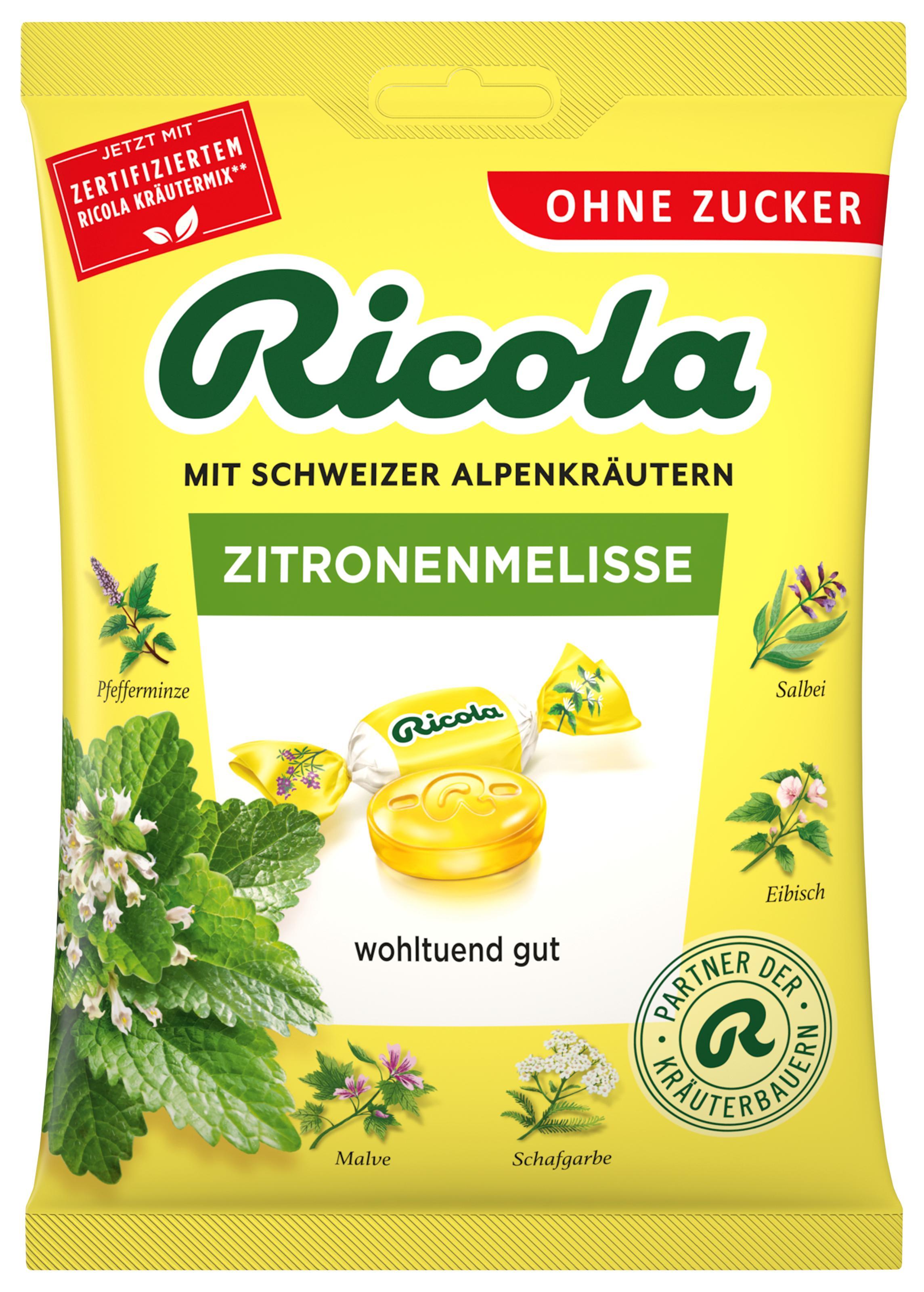 Ricola Zitronenmelisse ohne Zucker - 75g Beutel