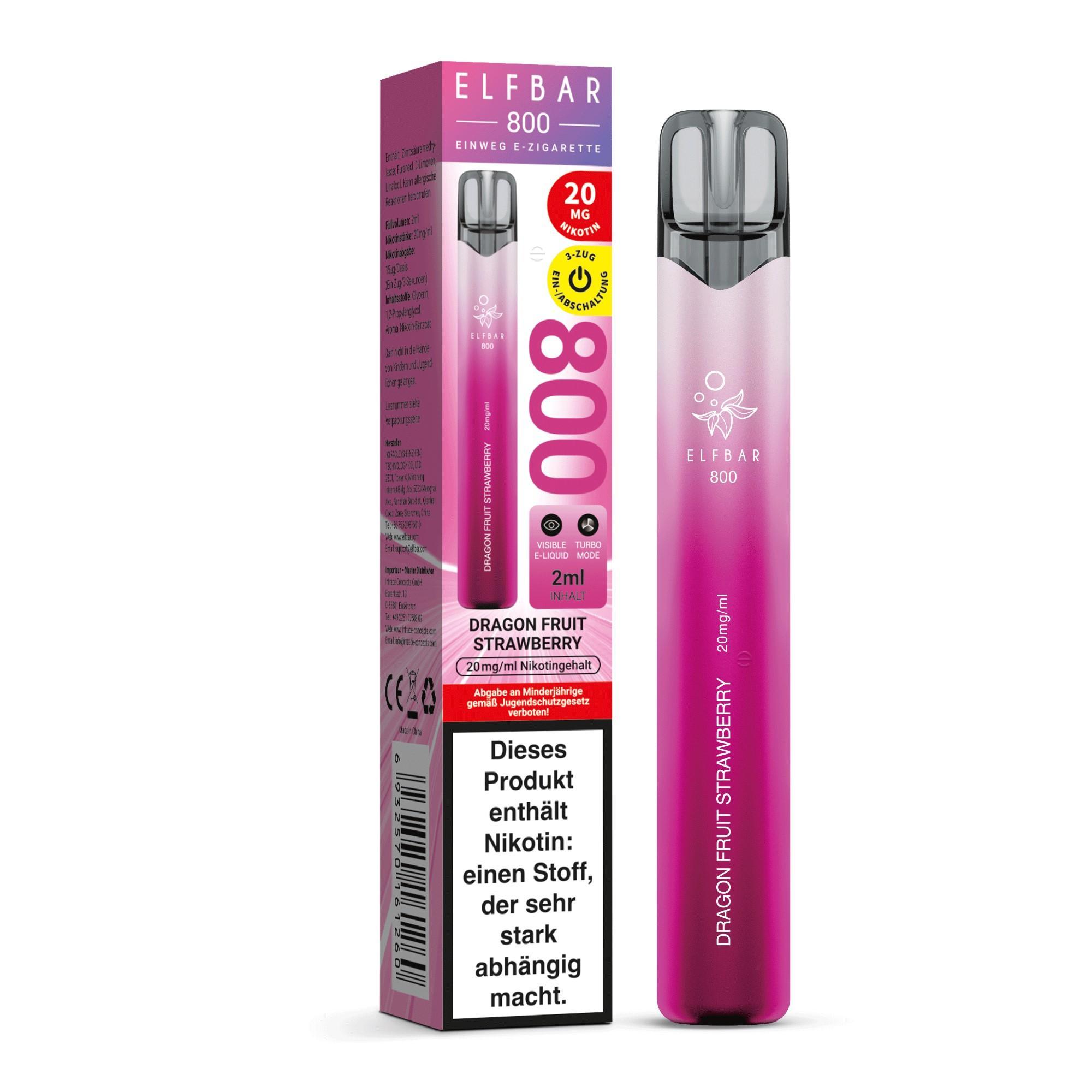 ElfBar 800 Dragon Fruit Strawberry 20mg - 1 x 10 Stück