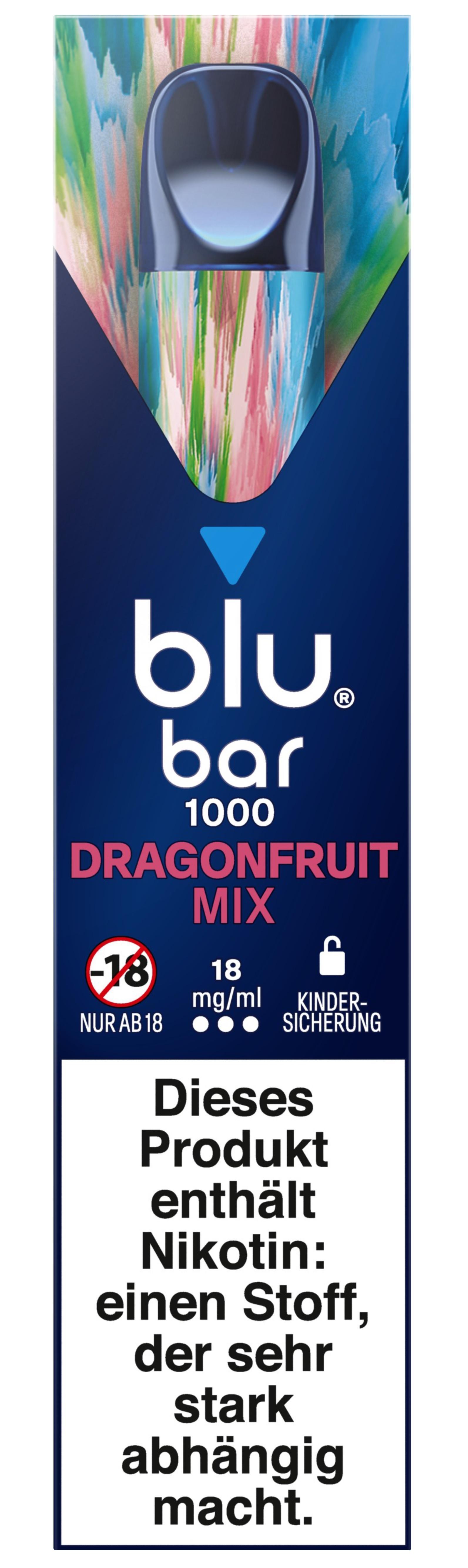 blu Bar Dragonfruit Mix 1000 18 mg/ml - 1x10 Einweg Vapes