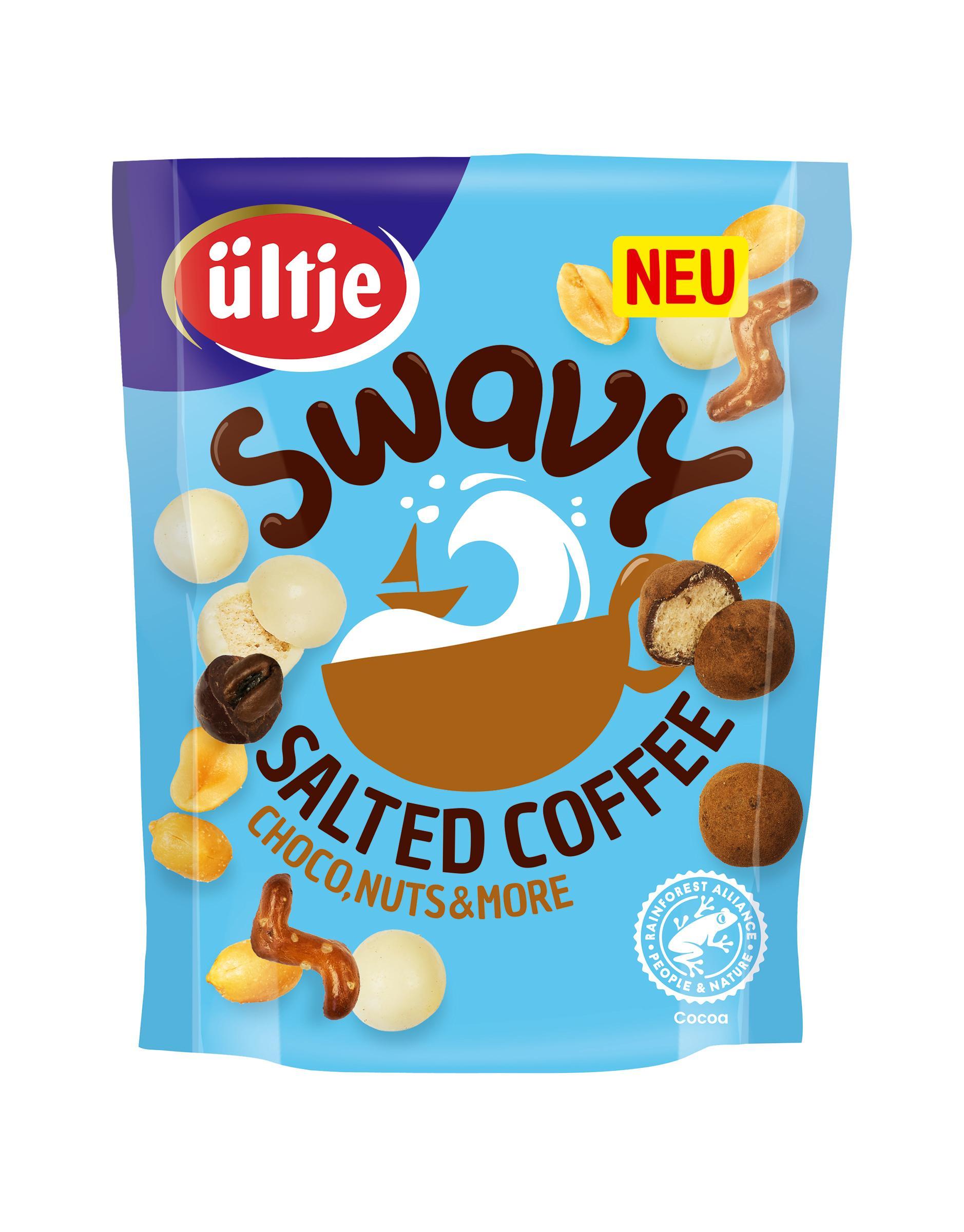 Ültje Swavy Salted Coffee 150g Beutel - Knabbermix mit schokolierten Kaffeebohnen, gerösteten Erdnüssen & Salznote