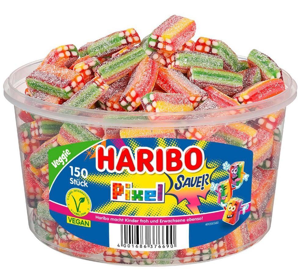 Haribo Rainbow Pixel Sauer Vegan - 150 Stück in der Dose