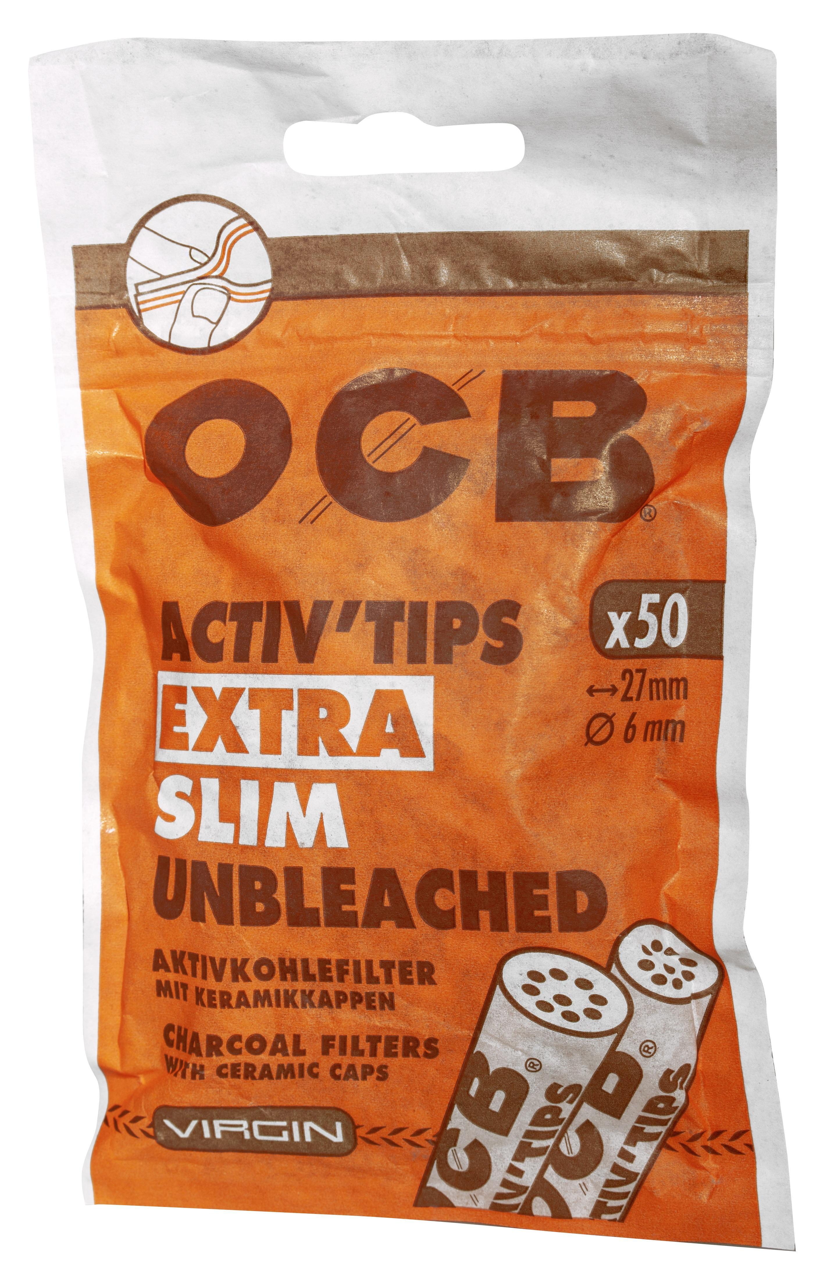 OCB Activ Tips Extra Slim Unbleached 6mm - 20 x 50 Stück