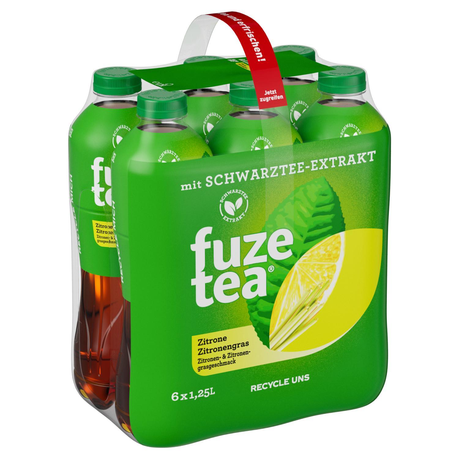 Fuze Tea Schwarzer Tee Lemongras - 6 x 1,25l Flasche