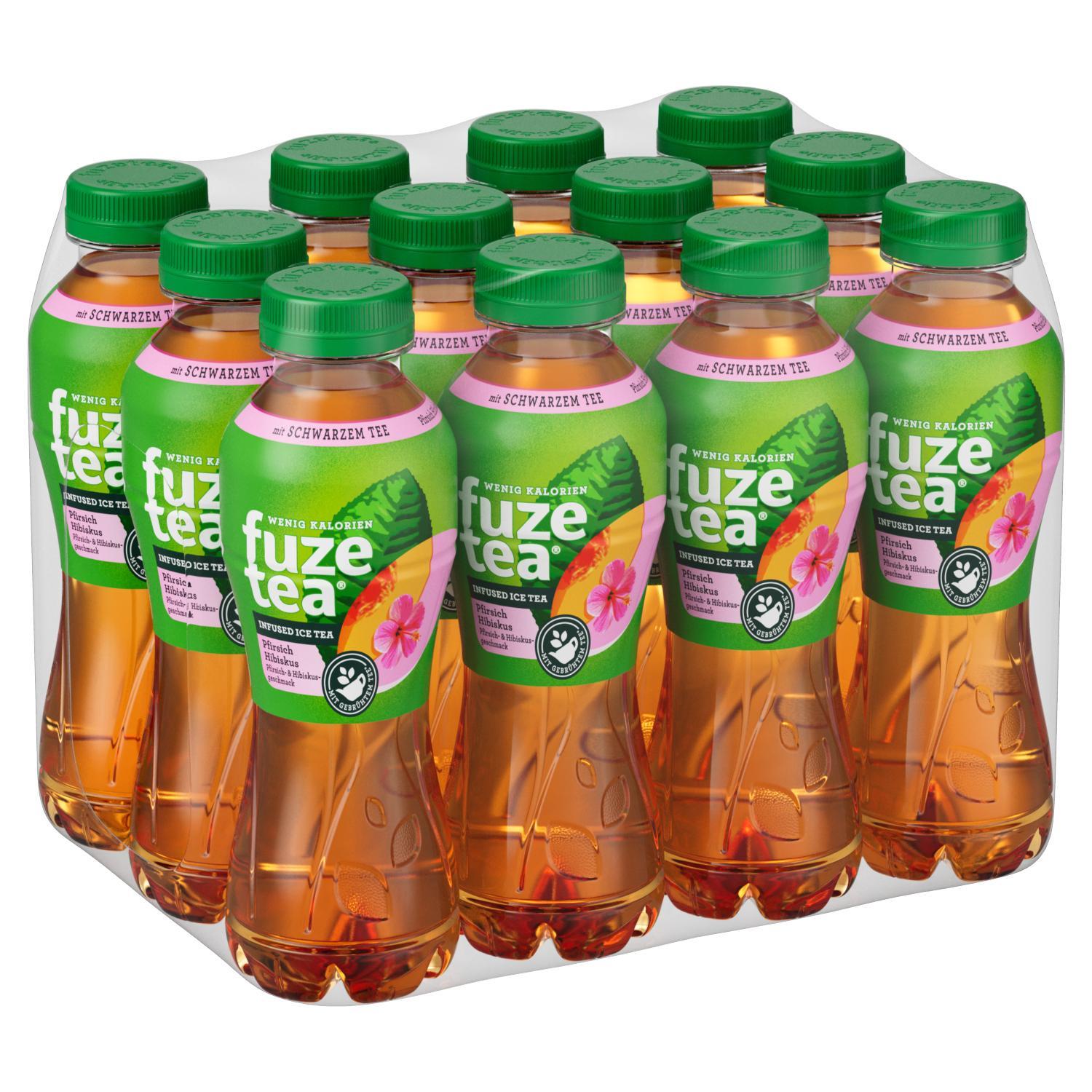 Fuze Tea Schwarzer Tee Pfirsich Hibiskus - 12 x 0,4l Flasche