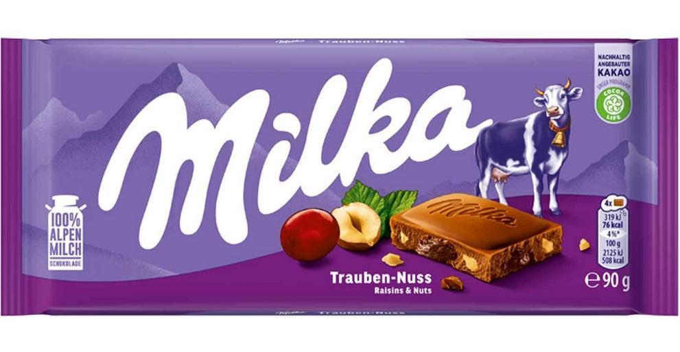 Milka Trauben Nuss 90g Tafel