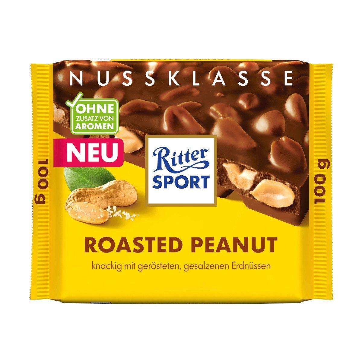 Ritter Sport Roasted Peanut 100g - Knackige Erdnüsse in cremiger Vollmilchschokolade
