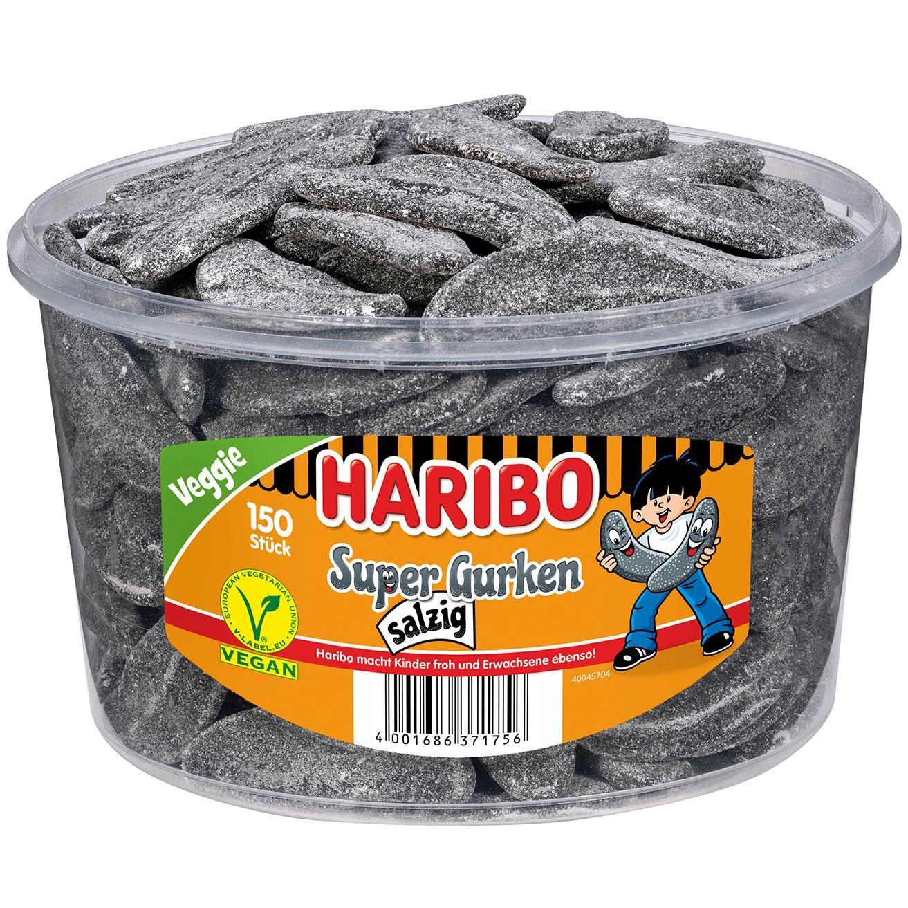 Haribo Super Gurken salzig - 150 Stück in der Dose