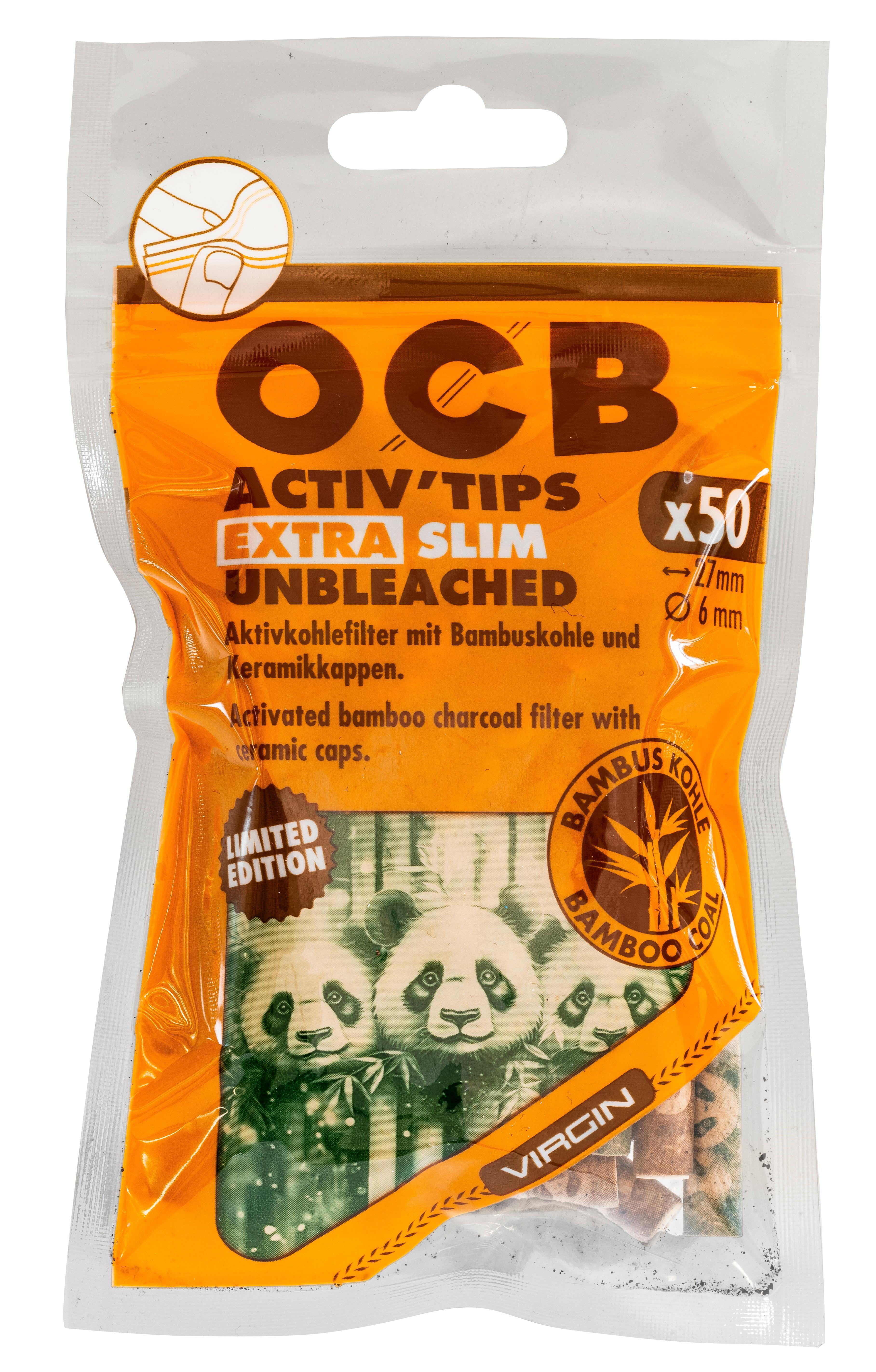 OCB Activ Tips Extra Slim Unbl.Bambo.6mm - 10 x 50 Stück