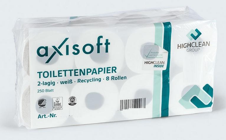 Weißes Toilettenpapier - 8 Rollen á 250 Blatt, 2-lagig