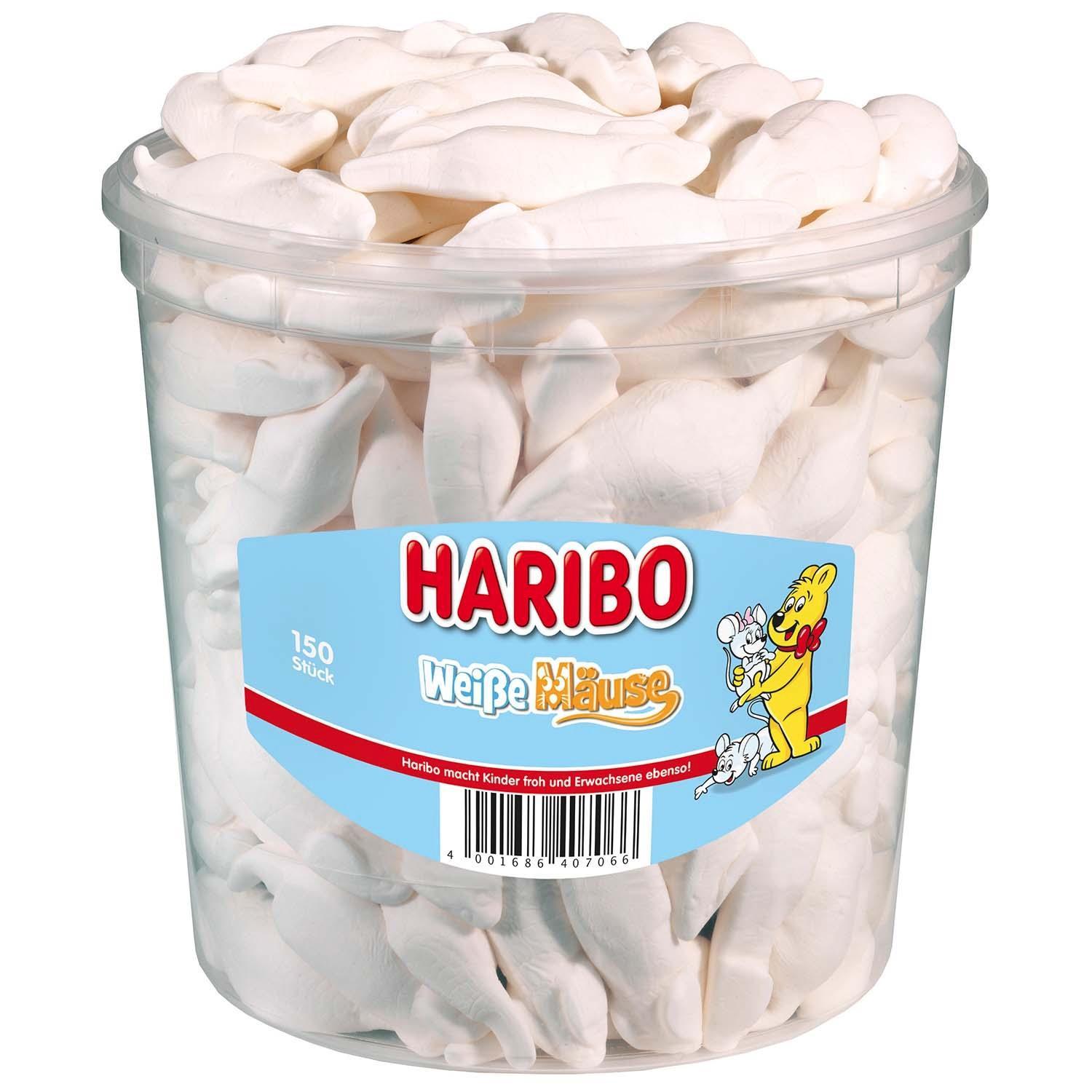 Haribo Weiße Mäuse - 150 Stück in der Dose