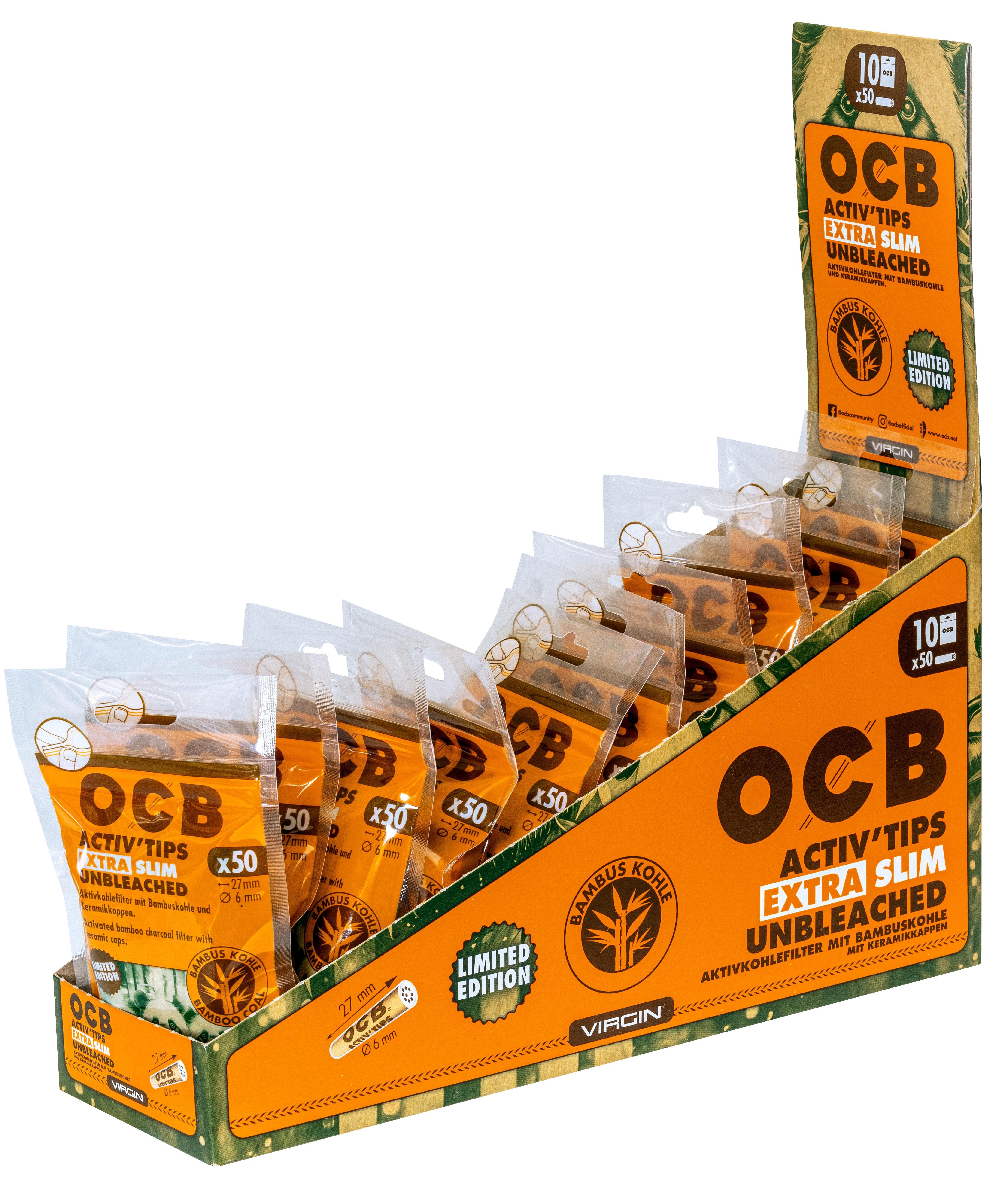 OCB Activ Tips Extra Slim Unbl.Bambo.6mm - 10 x 50 Stück