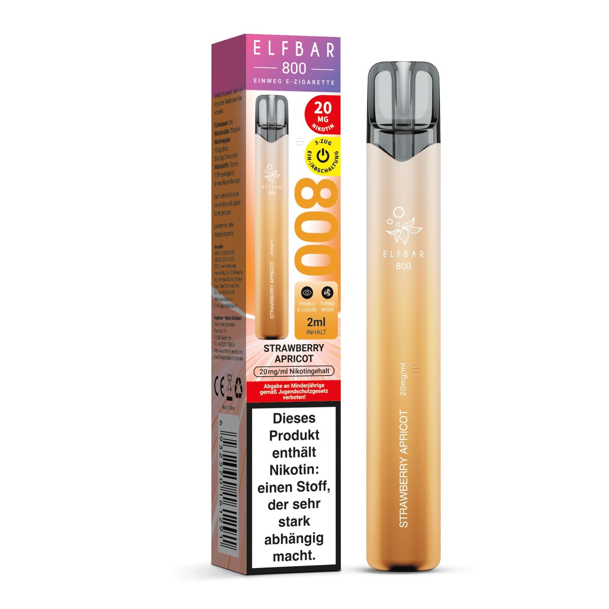 ElfBar 800 Strawberry Apricot 20mg - 1 x 10 Stück