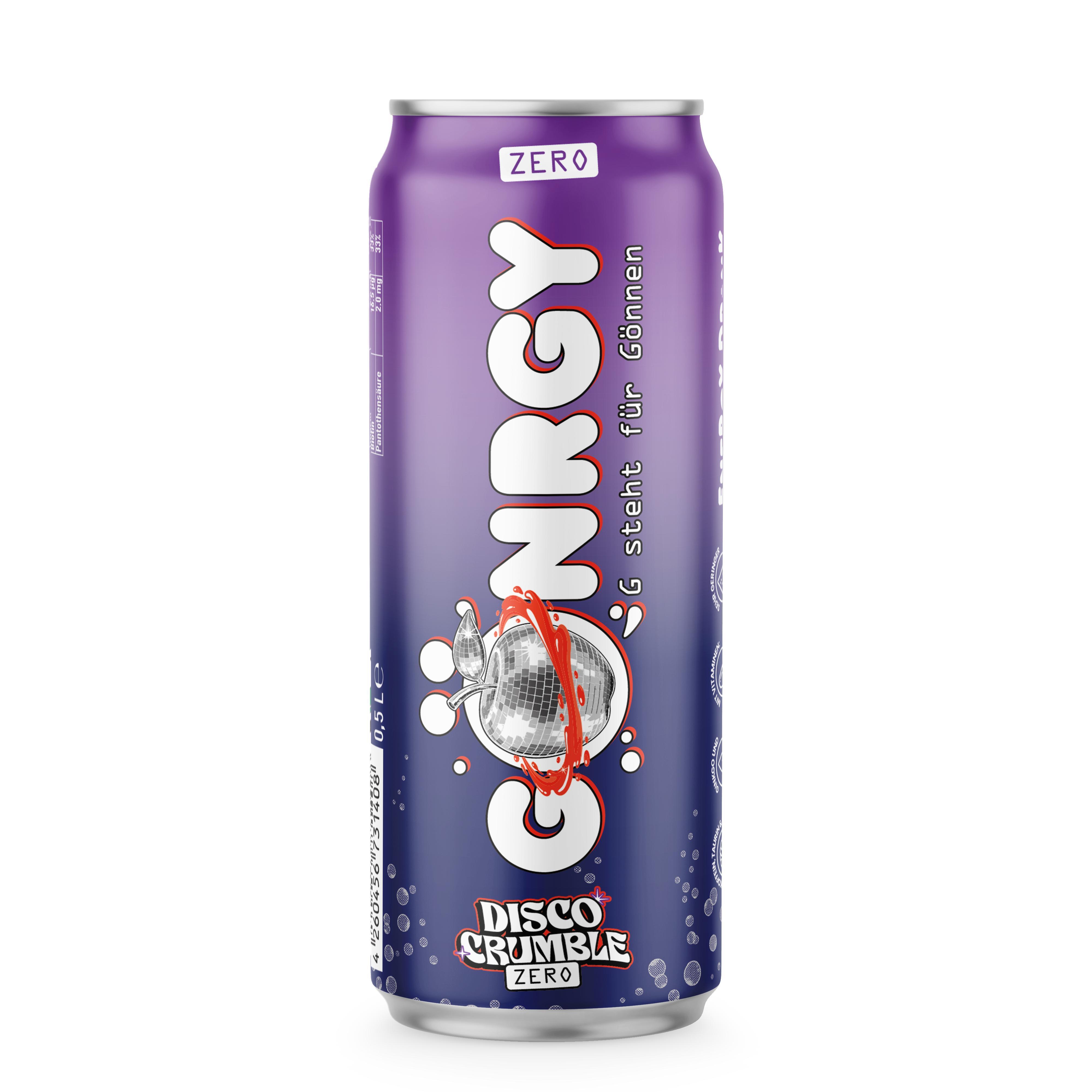 Gönrgy Disco Crumble Zero 24x0,5l Dose, Zuckerfreier Energy Drink mit Apfel Zimt Geschmack