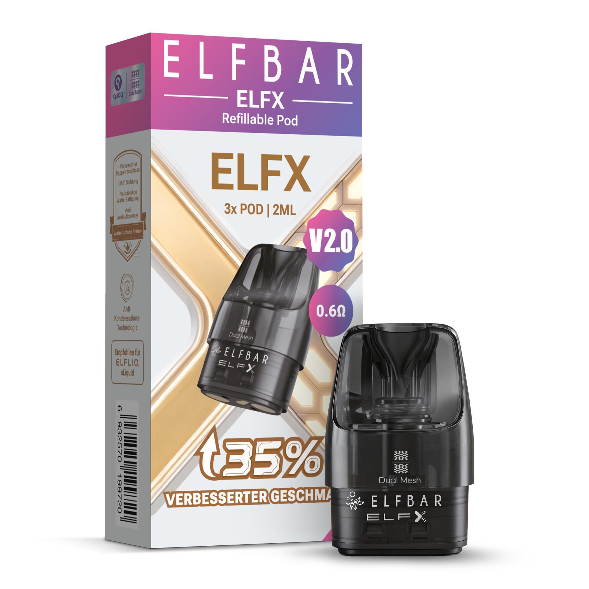 ElfBar ELFX V2.0 Leer Pod 2ml 0,6 Ohm - 10x3 Leerpods für ELFX Systeme