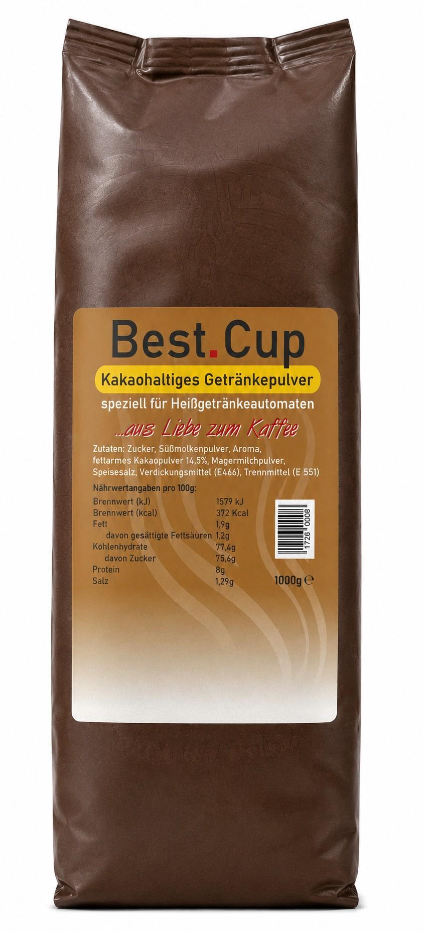 Best.Cup Kakaohaltiges Getränkepulver für Heißgetränkeautomaten 1000g Beutel