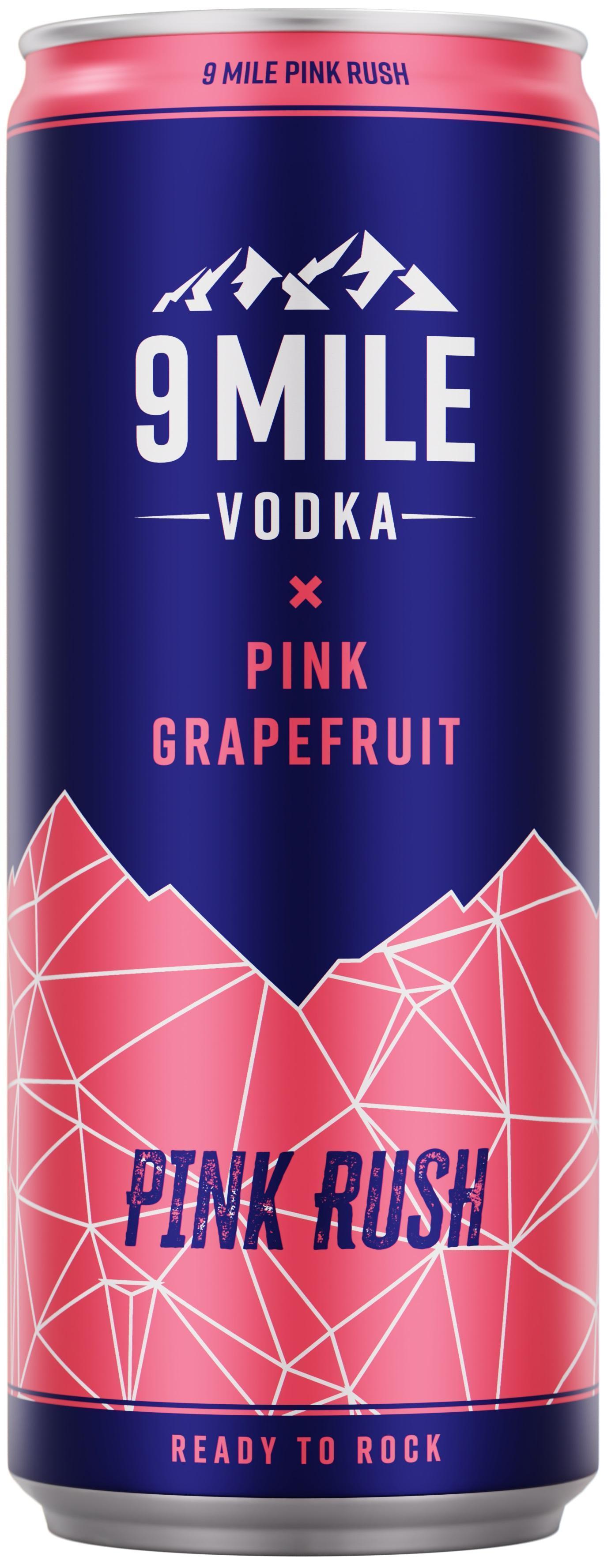 9 Mile Vodka Pink Grapefruit Pink Rush 12x0,33l - Erfrischender Wodka-Mix mit Grapefruitgeschmack