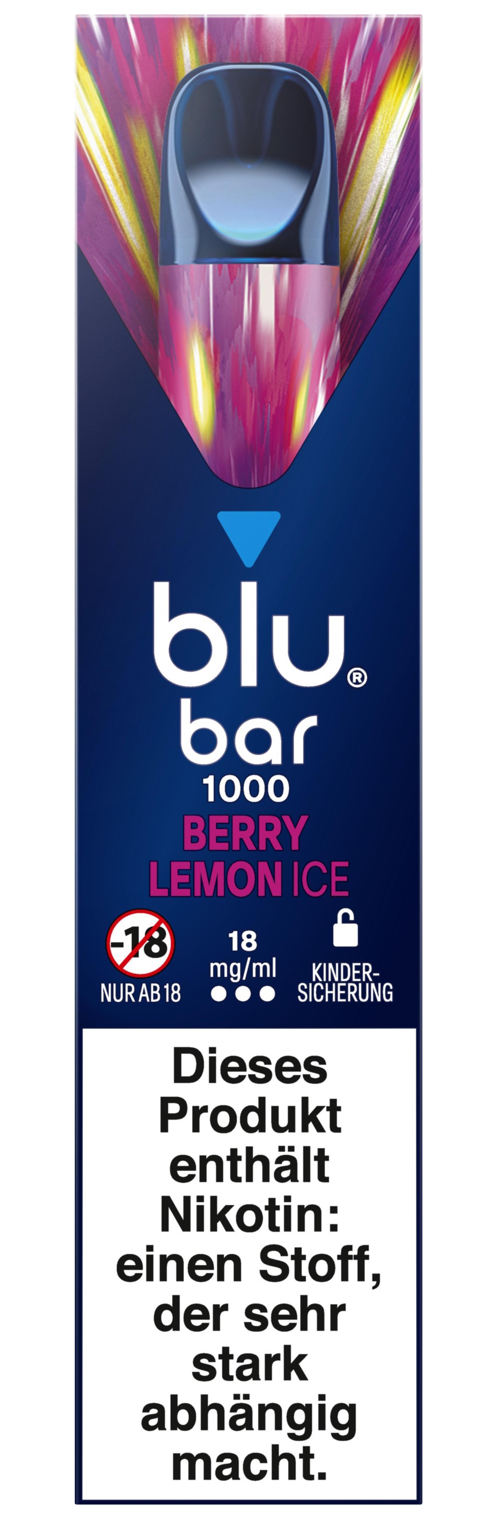 blu Bar Berry Lemon Ice 1000 18 mg/ml - 1x10 Einweg Vapes