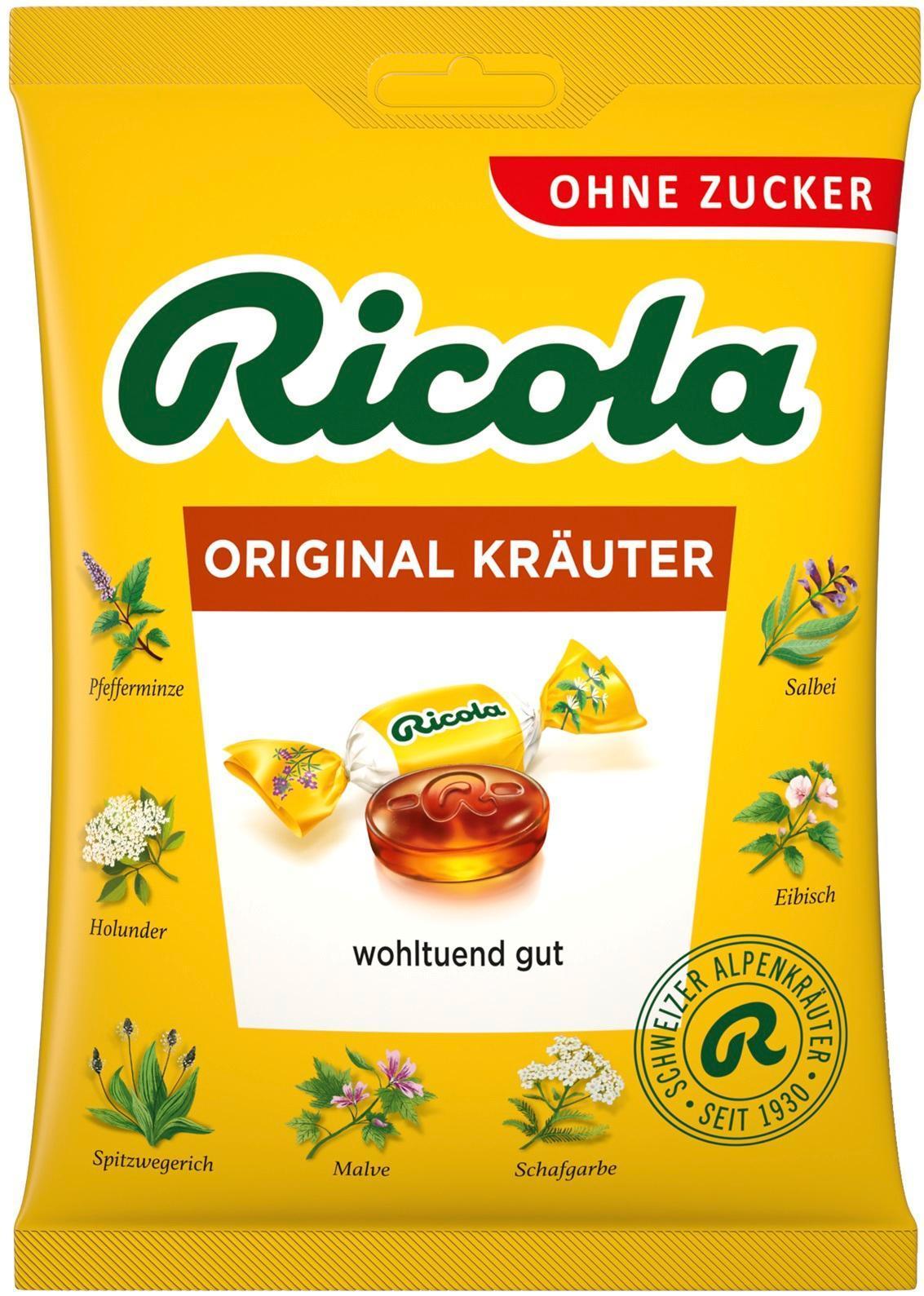 Ricola Kräuter Original ohne Zucker - 18 x 75g Packung