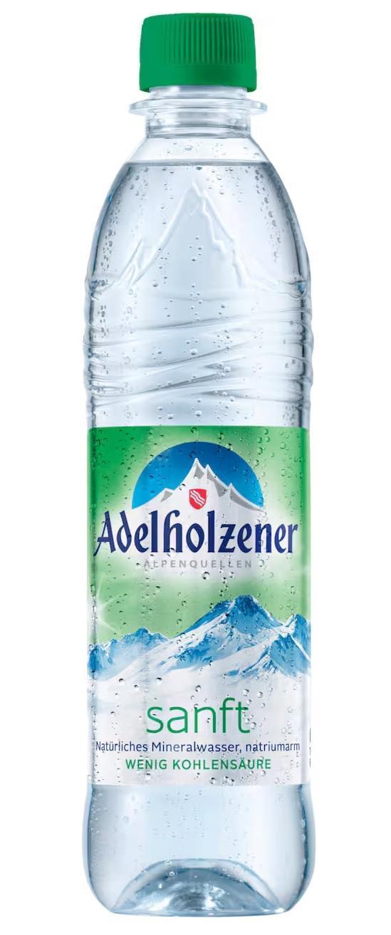 Adelholzener Sanft - erfrischend mildes Mineralwasser 18x0,5 l