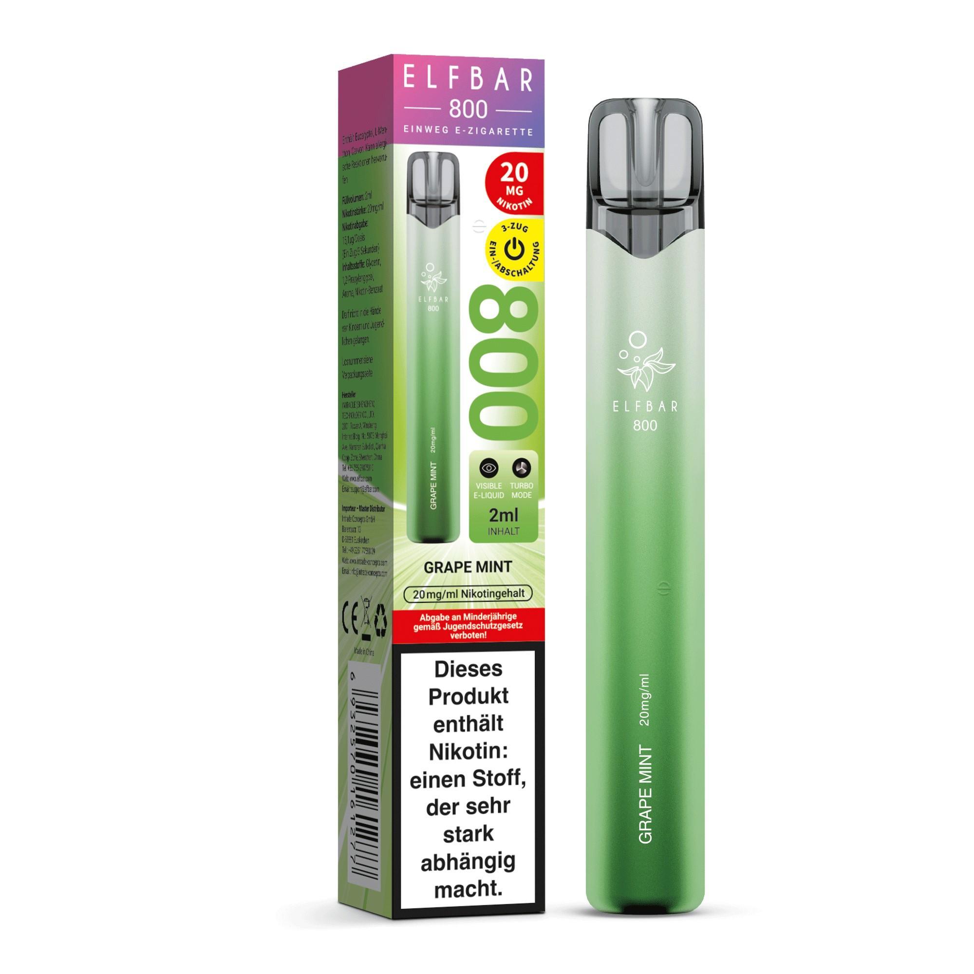 ElfBar 800 Grape Mint 20mg - 1 x 10 Stück