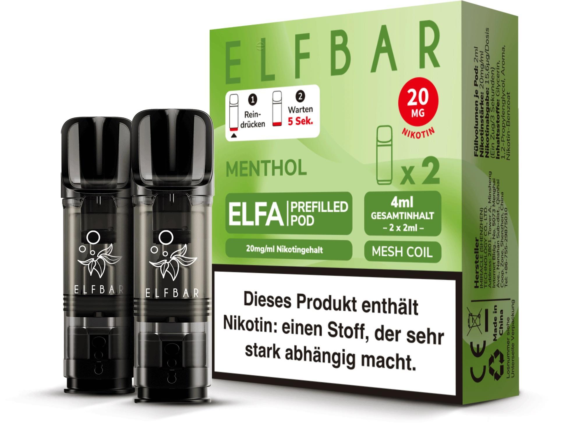 ElfBar ELFA Pods Menthol 20mg - 10 x 2 Pods