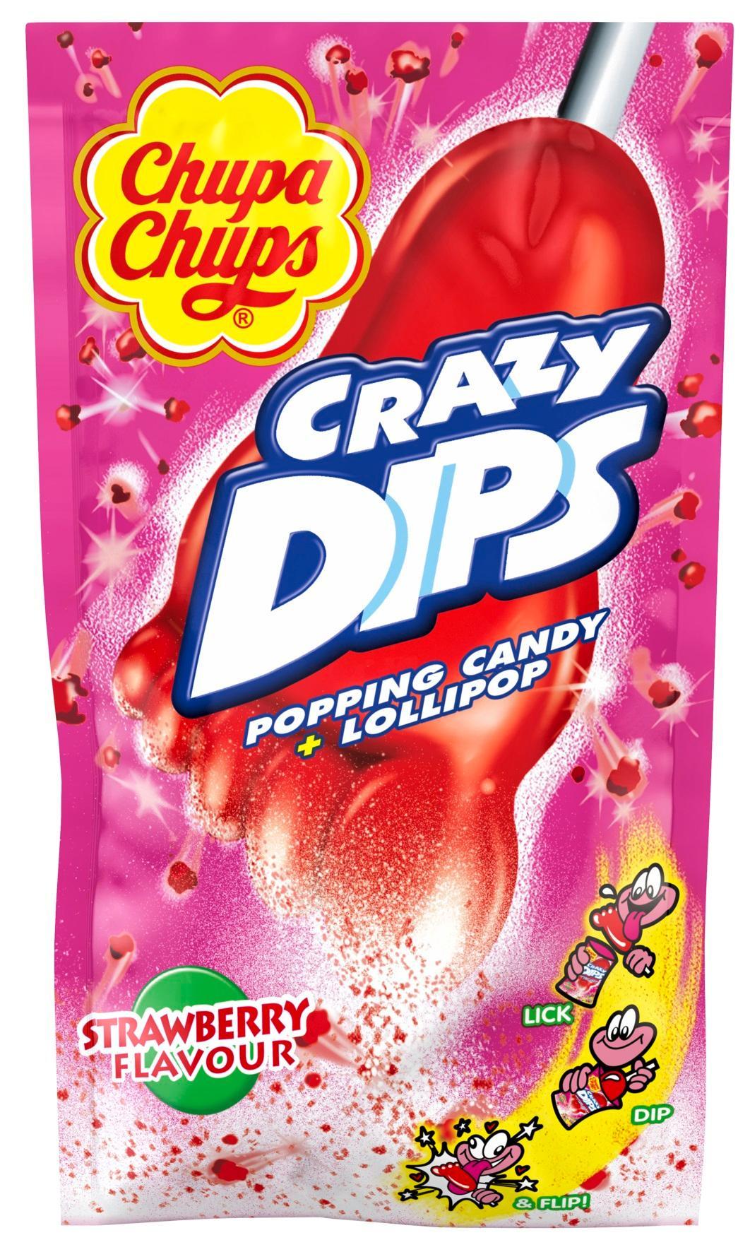 Chupa Chups Crazy Dips Erdbeere - 24 Lutscher