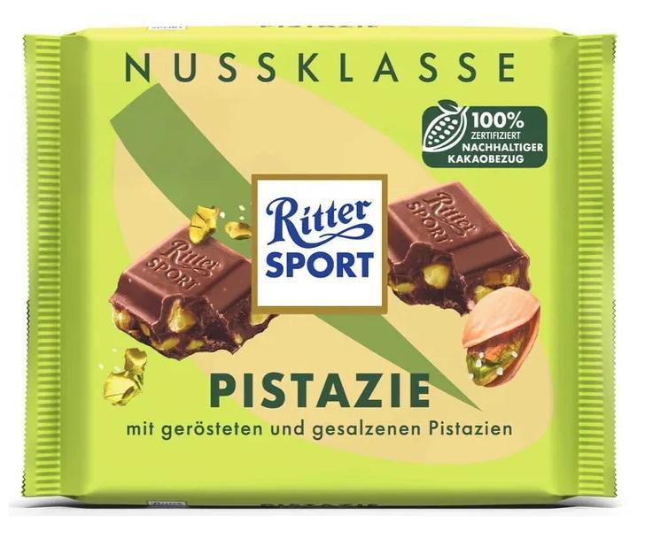 Ritter Sport Pistazie 100g - Edle Vollmilchschokolade mit cremiger Pistazienfüllung
