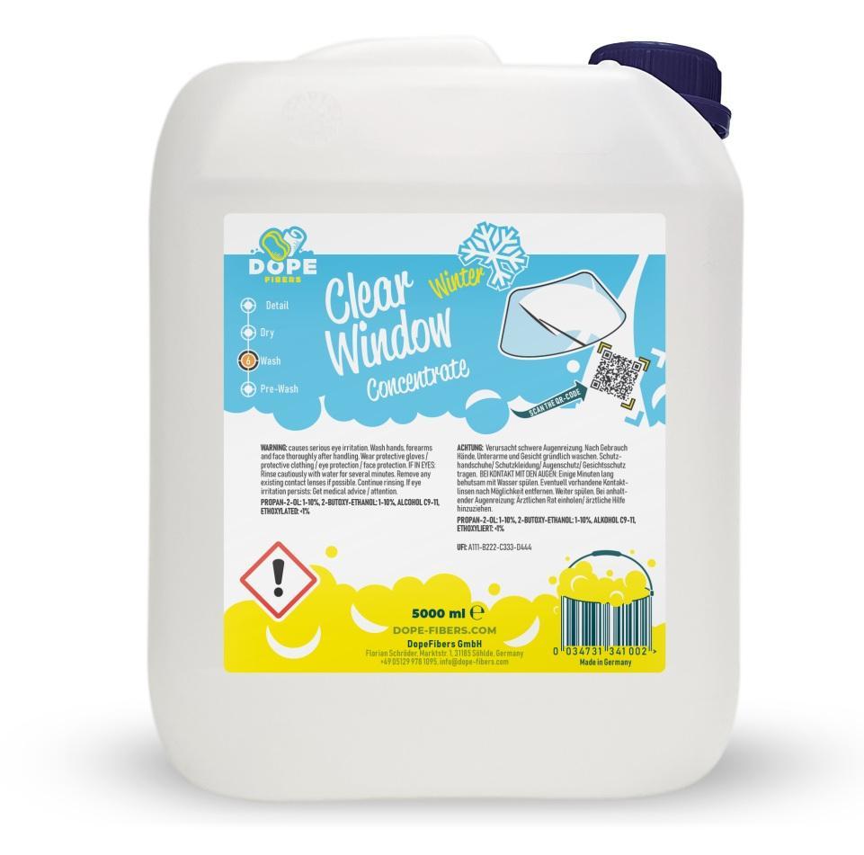 DopeFibers ClearWindowConcentrate -20°C 5L Kanister - Winterfestes Scheibenreiniger-Konzentrat mit Dark-Cherry-Duft
