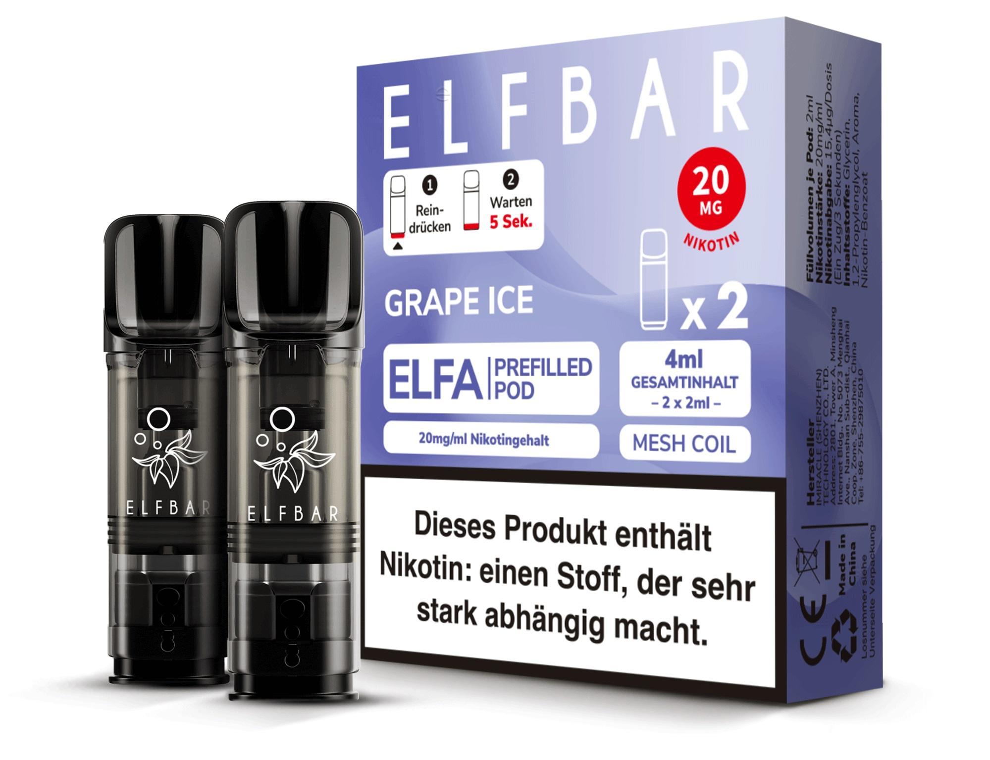 ElfBar ELFA Pods Grape Ice 20mg - 10 x 2 Pods