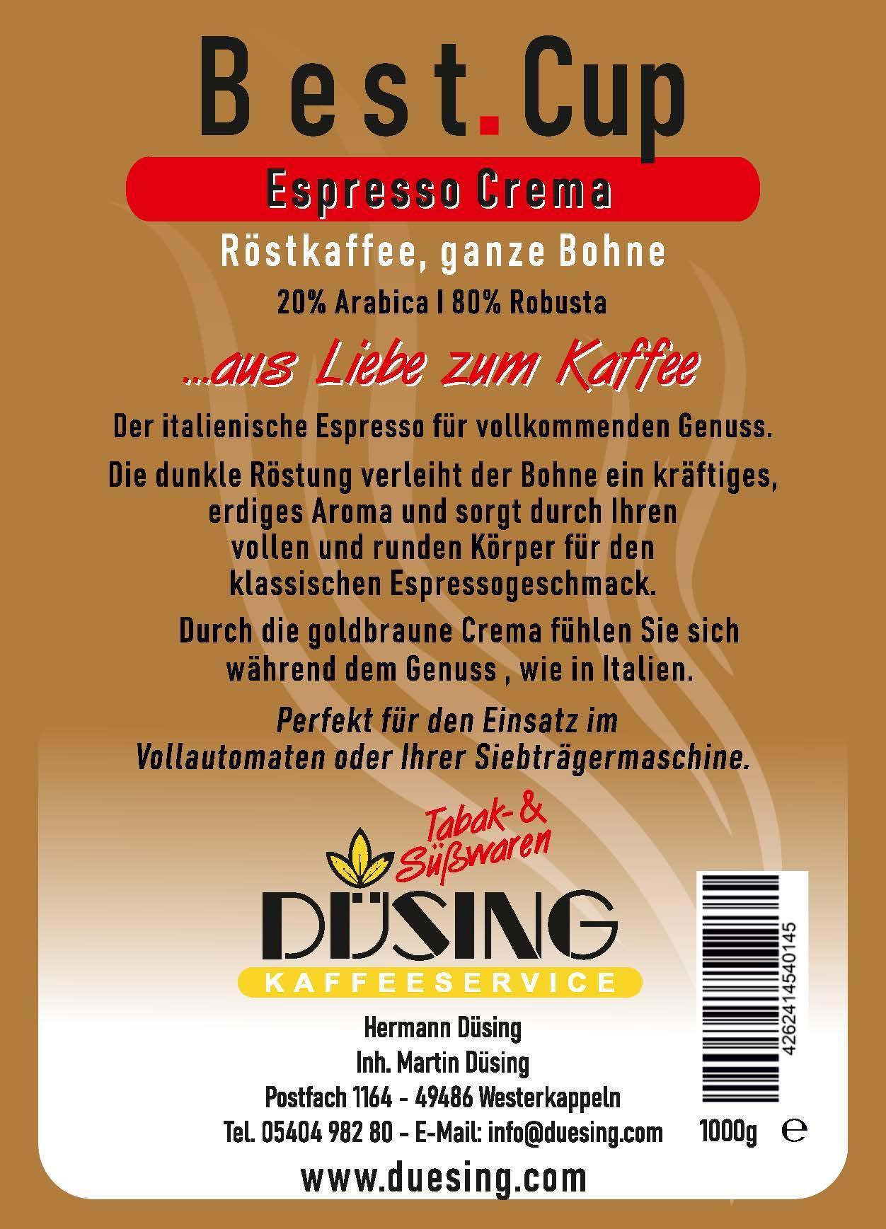 Best.Cup Espresso Crema - Ganze Bohne 1kg