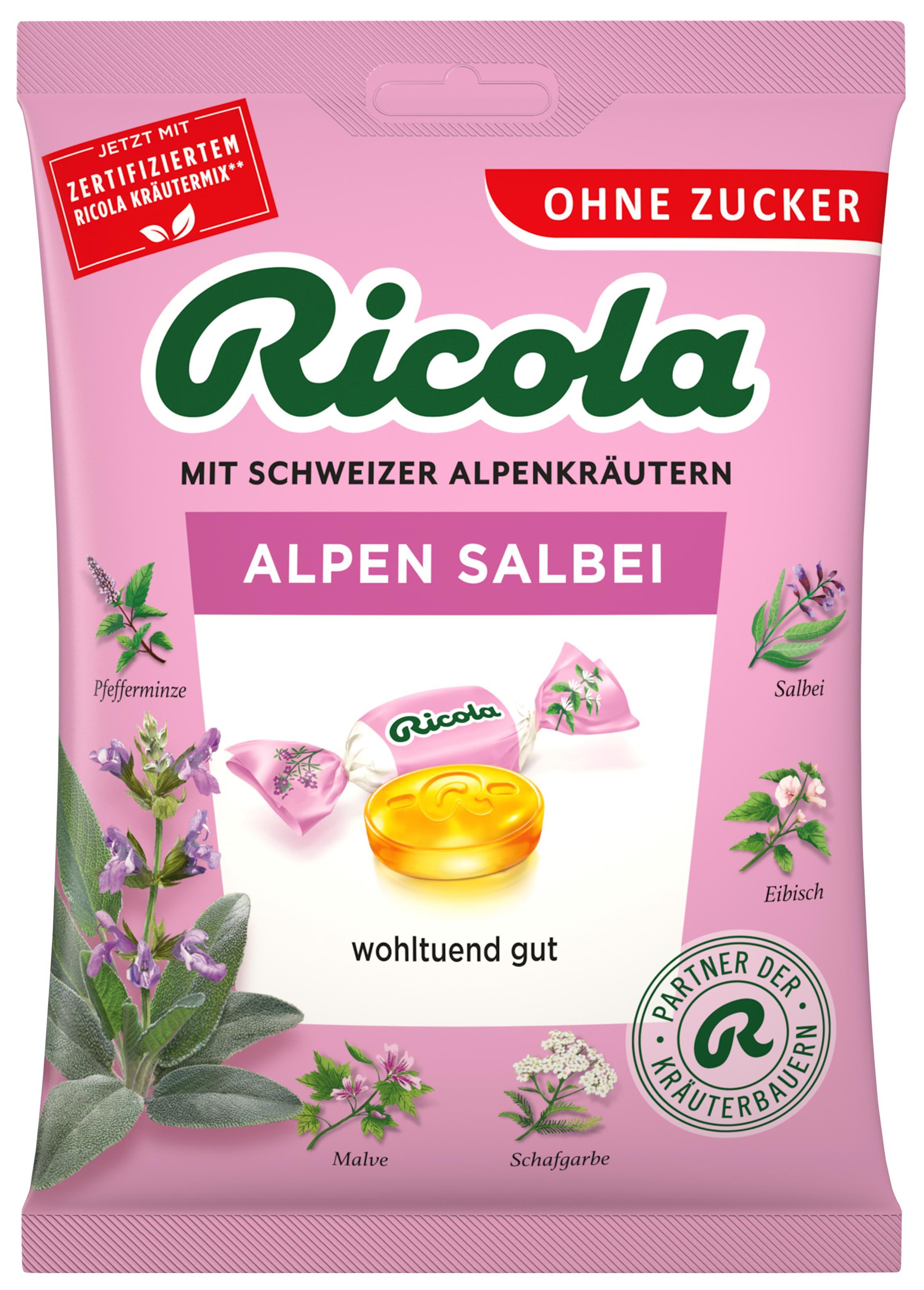 Ricola Alpen Salbei ohne Zucker - 75g Beutel
