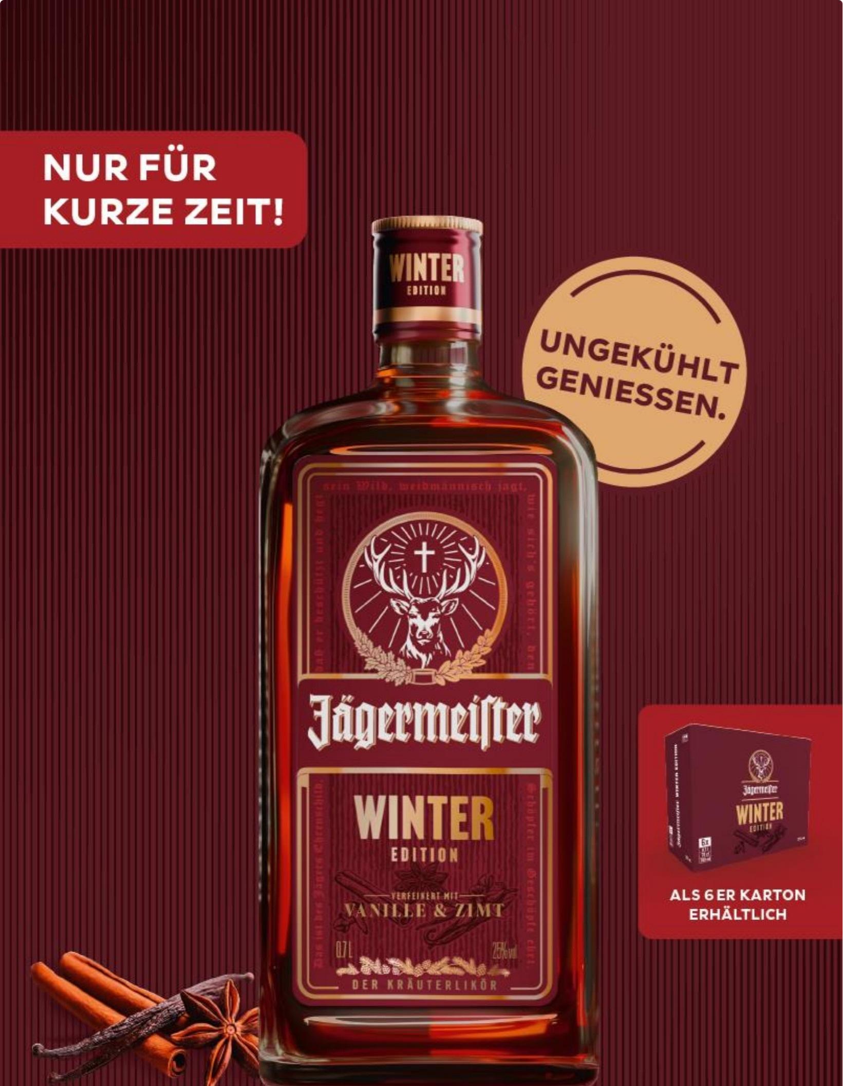 Jägermeister Winter Edition 6x0,7l - Der Klassiker mit feiner Zimt- & Vanillenote