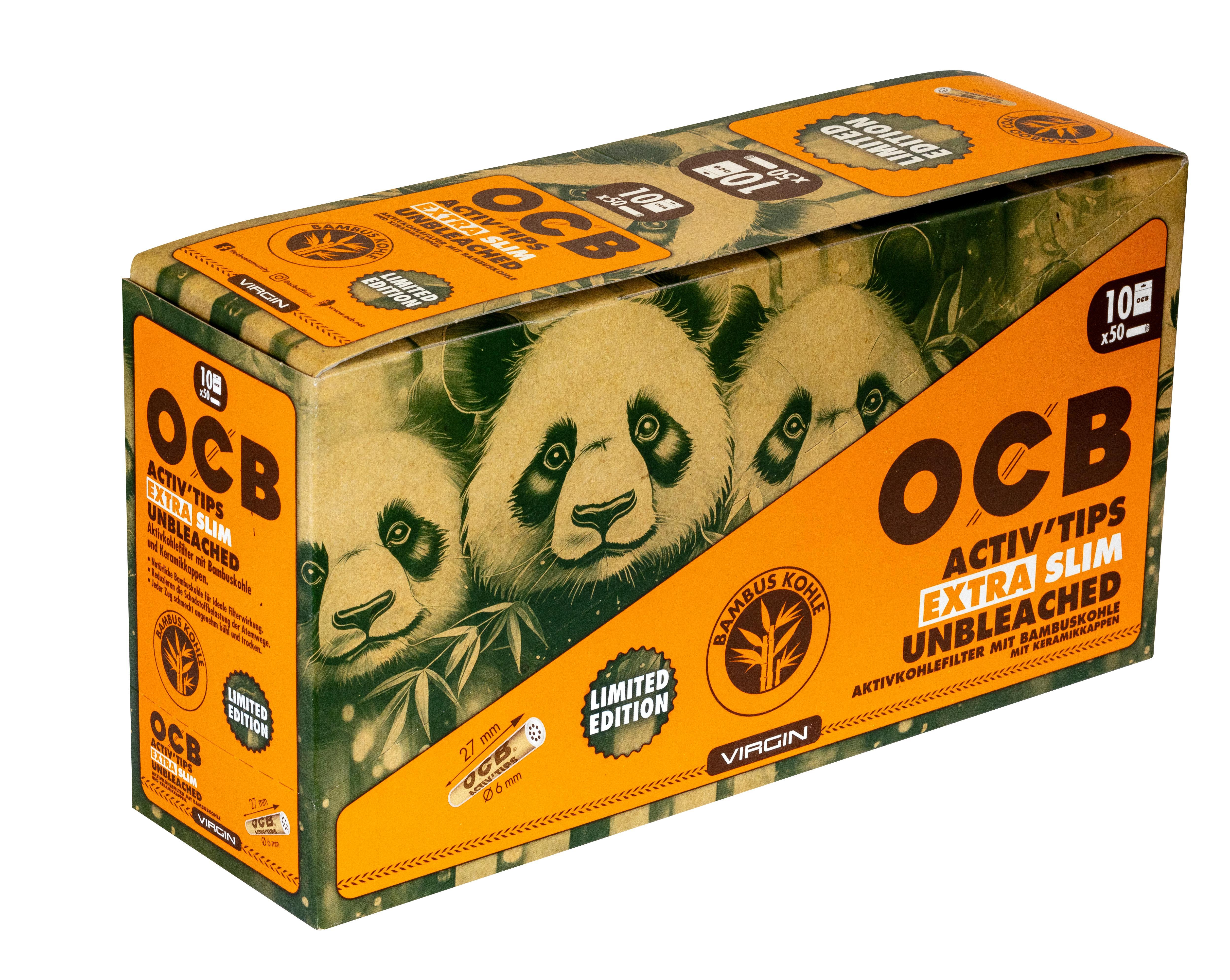 OCB Activ Tips Extra Slim Unbl.Bambo.6mm - 10 x 50 Stück