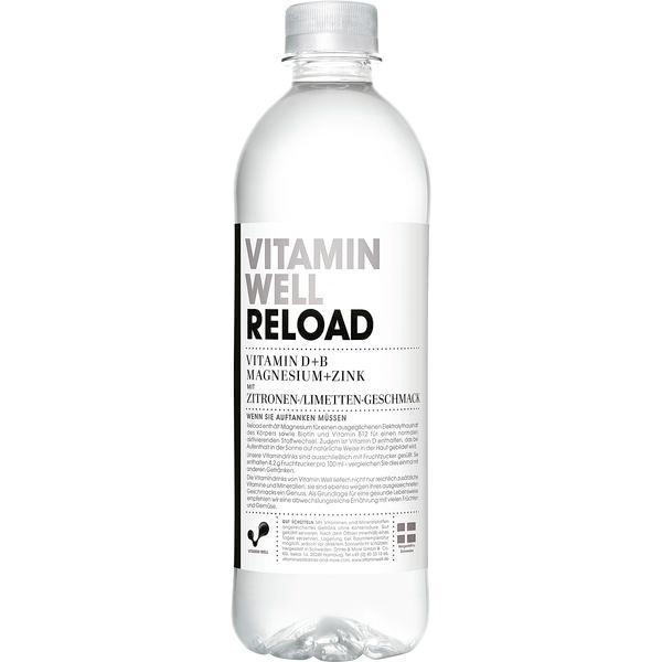 Vitamin Well Reload 12x0,5l Flasche, Vitamin Getränk mit Zitrone Limette und Magnesium