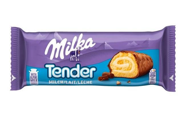 Milka Tender Milk 21x37g, Lockerer Biskuitriegel mit Milchcreme und Alpenmilch Schokolade