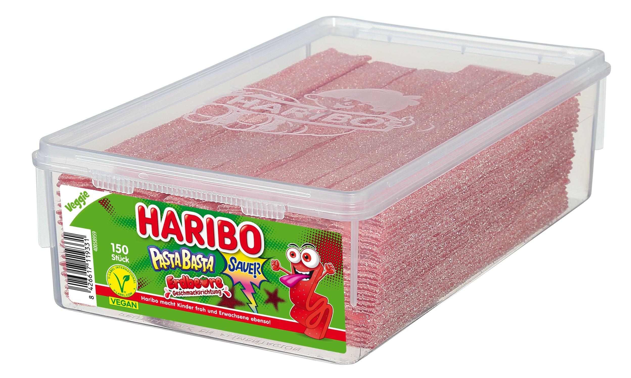 Haribo Pasta Basta Erdbeere Sour - 150 Stück in der Dose