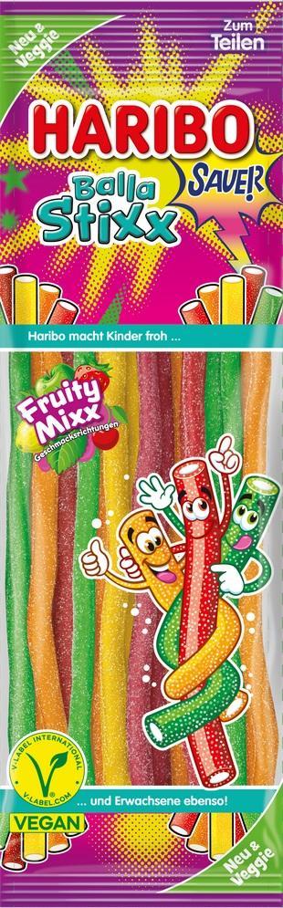 Haribo Balla Stixx Fruity Sauer 175 g - Fruchtig-saure Kaustangen mit leckerer Füllung