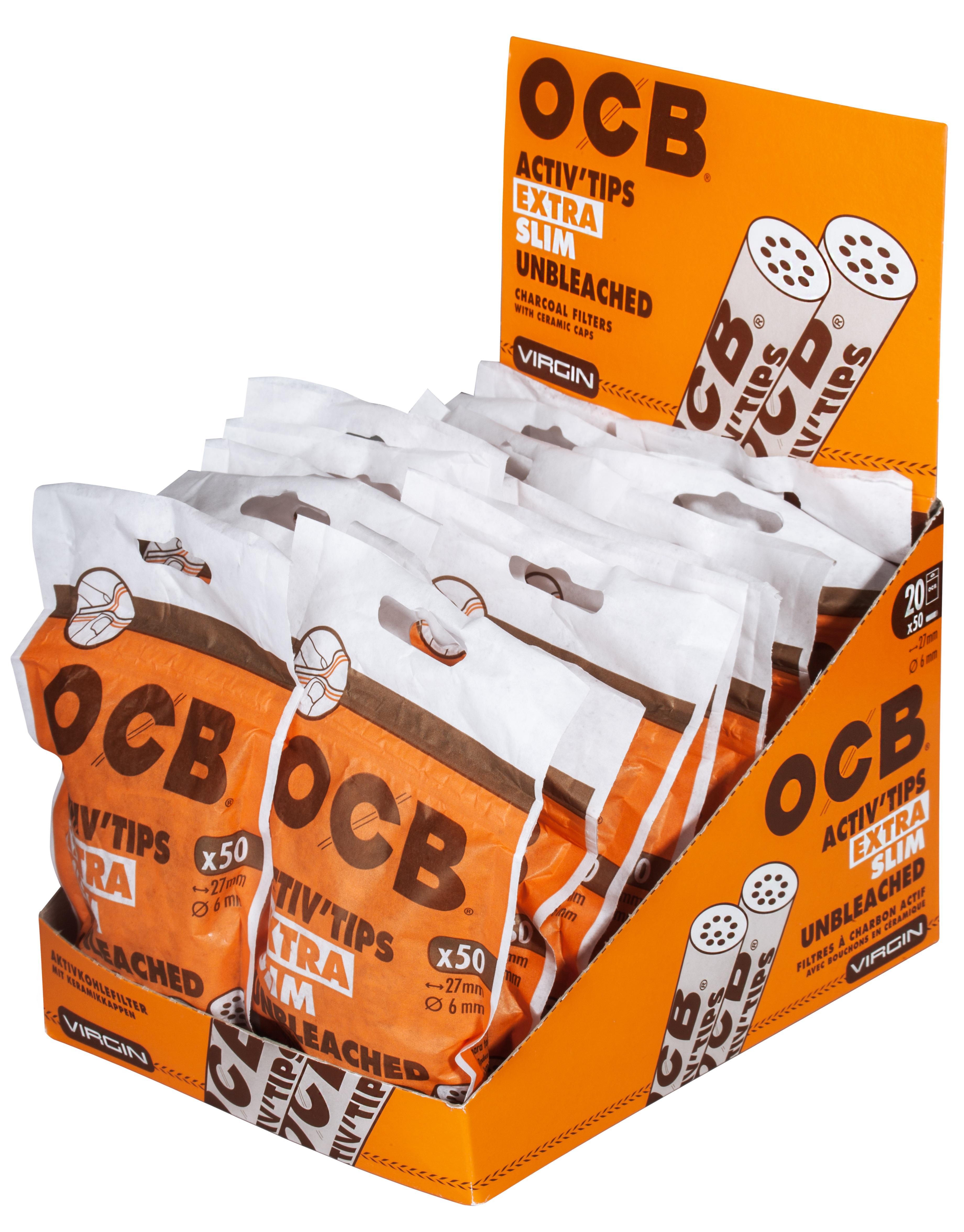 OCB Activ Tips Extra Slim Unbleached 6mm - 20 x 50 Stück