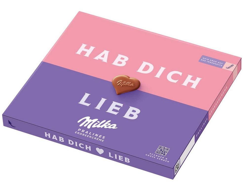 Milka I Love Milka Erdbeercreme - 110g Packung