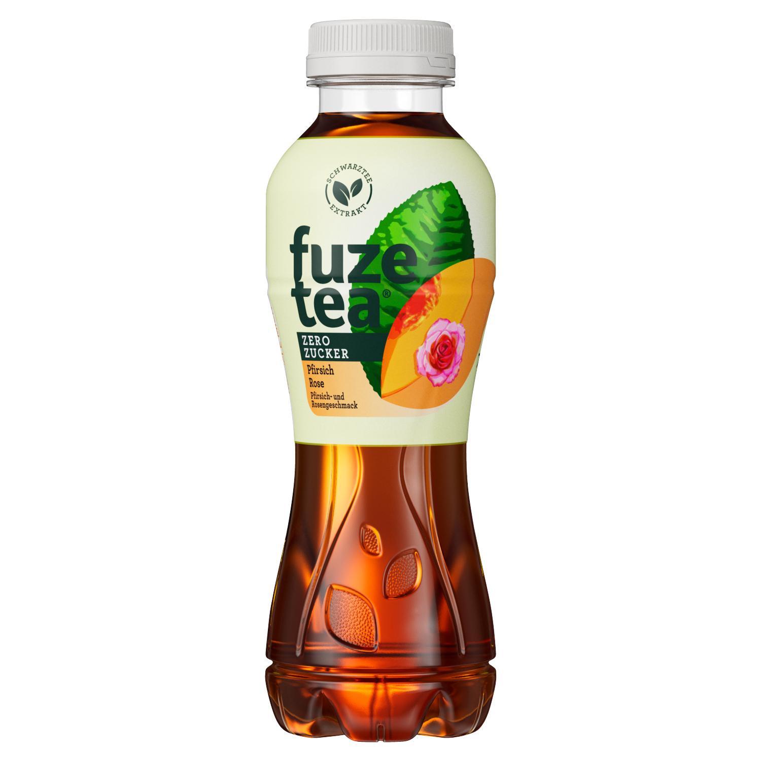 Fuze Tea Zero Schwarzer Tee Pfirsich Rose - 12×0,4l Flaschen