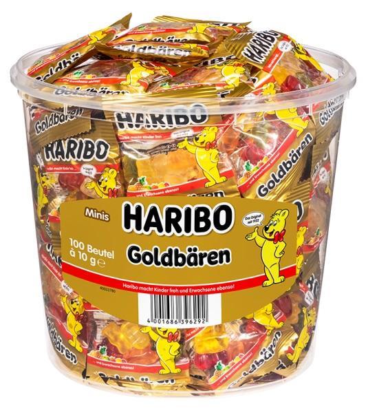 Haribo Goldbären Mini Beutel - 100 Stück in der Dose