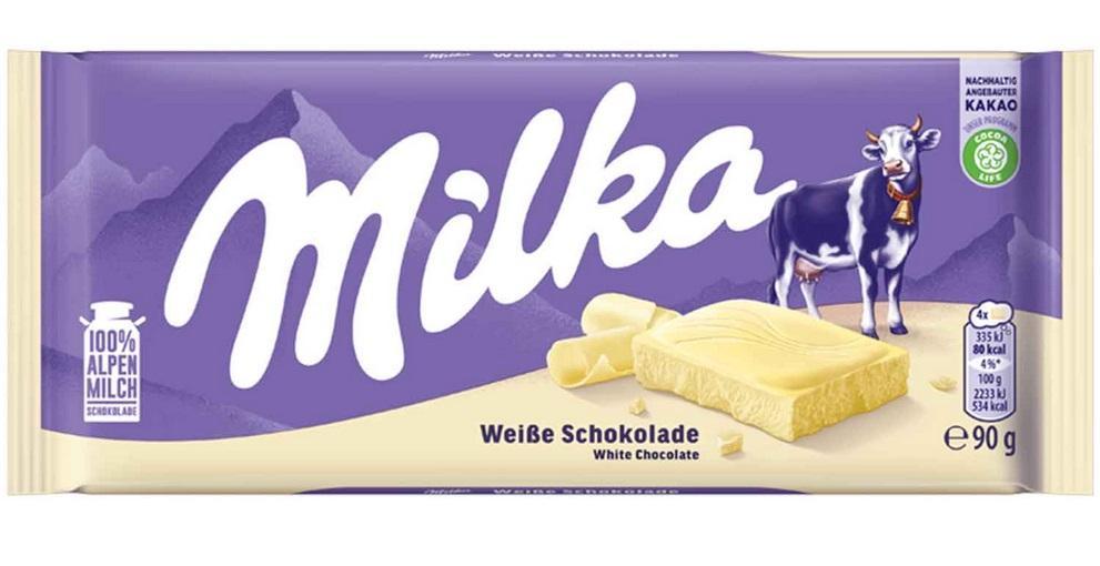 Milka Weisse Schokolade 90g Tafel