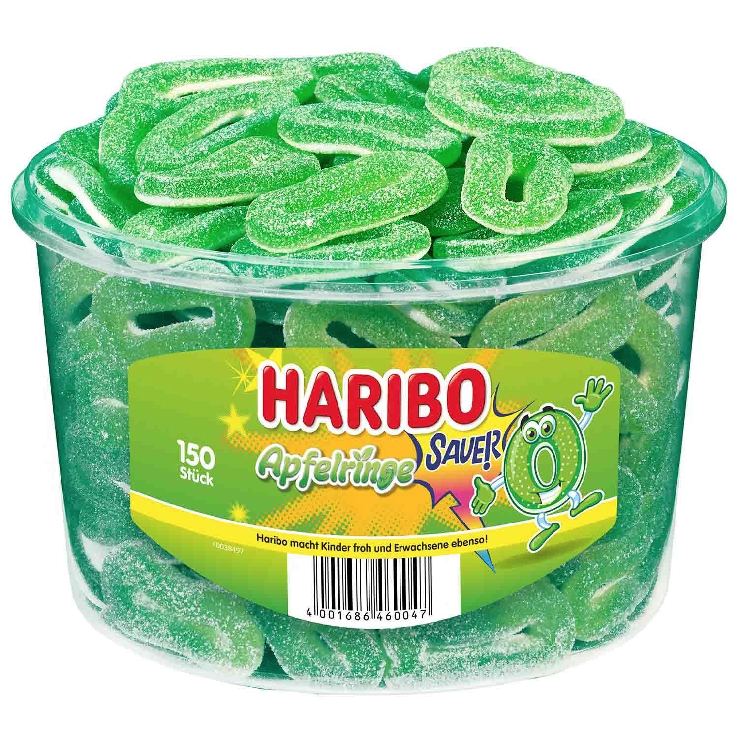 Haribo Saure Apfelringe - 150 Stück in der Dose