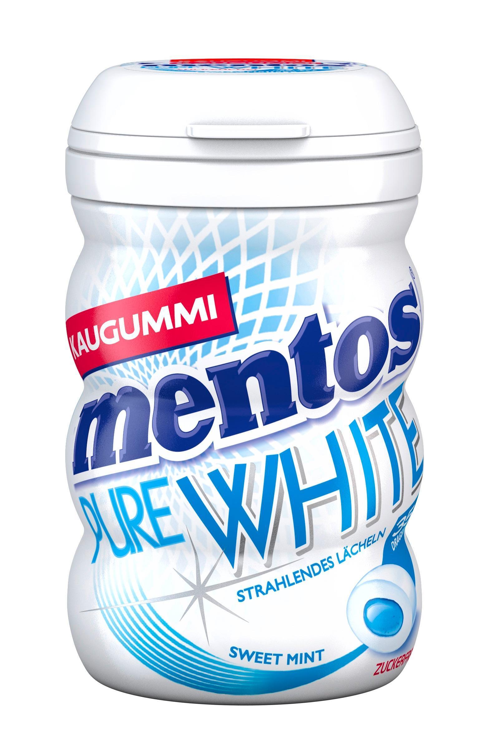 Mentos Kaugummi Pure White Sweet Mint - 6 Dosen, je 35 Kaugummis