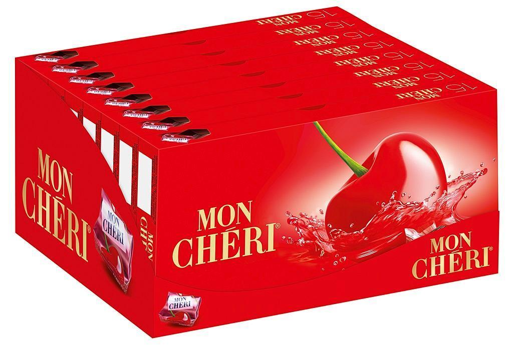 Ferrero Mon Chéri 157g Packung, Kirschpralinen mit Likör und Zartbitterschokolade