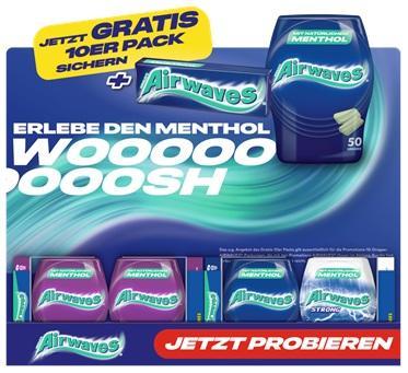 Wrigley Airwaves Thekendisplay mit 28 Dosen + 1 Single Pack je Dose gratis