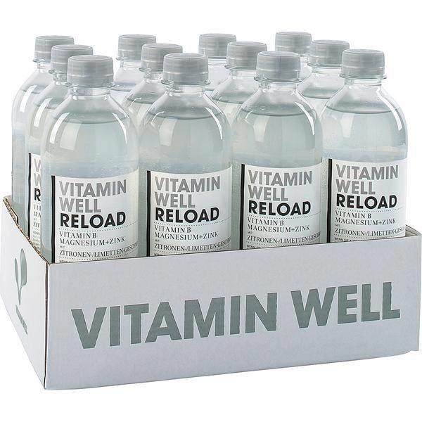 Vitamin Well Reload 12x0,5l Flasche, Vitamin Getränk mit Zitrone Limette und Magnesium